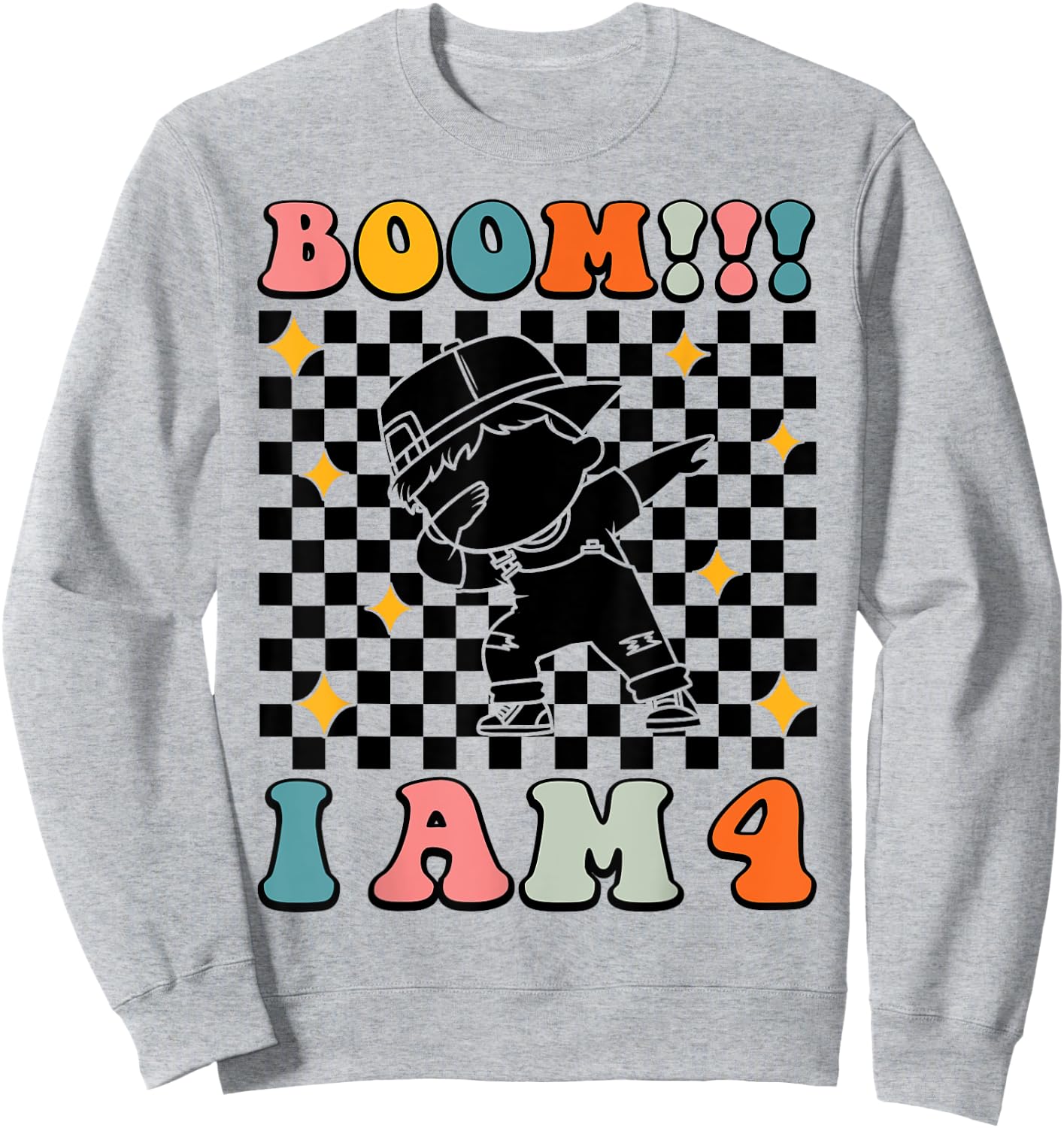 Dabbing Birthday Funny 4th Birthday 4 Years Old Boys Kids Sweatshirt - Sweatshirt | Ash