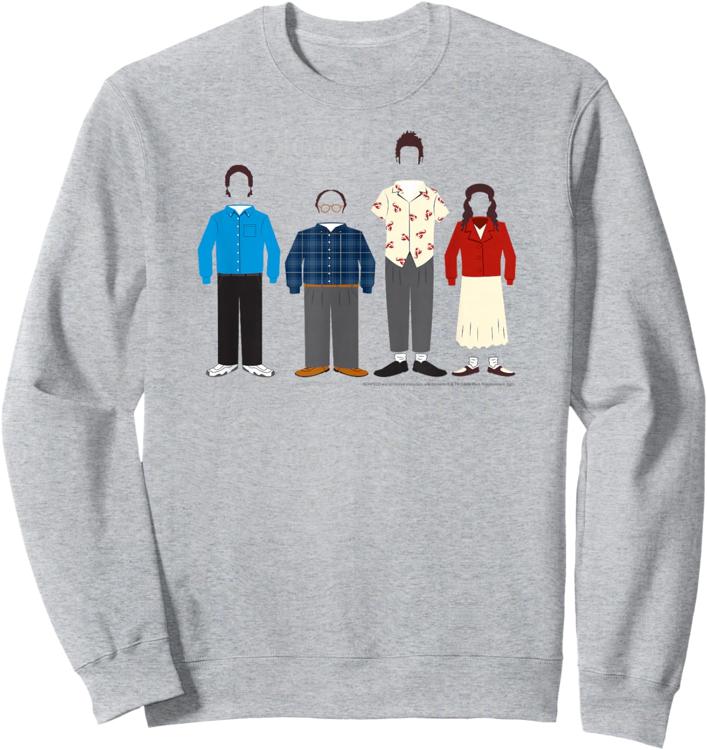 Seinfeld Cast Outlines with Outfits Funny 90's TV Show Sweatshirt - Sweatshirt | Ash