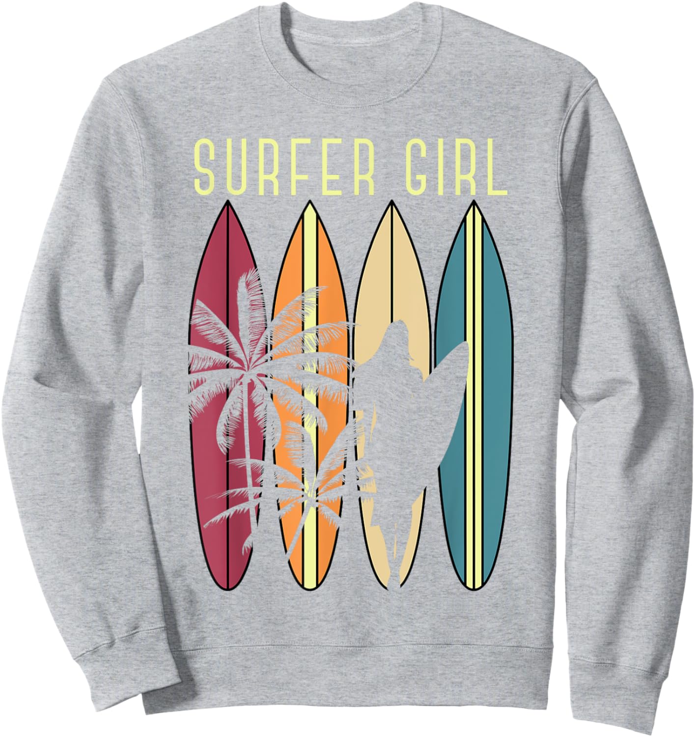 Surfer Girl Surfboard Surfing Women Girls Surf Ocean Surfing Sweatshirt - Sweatshirt | Ash