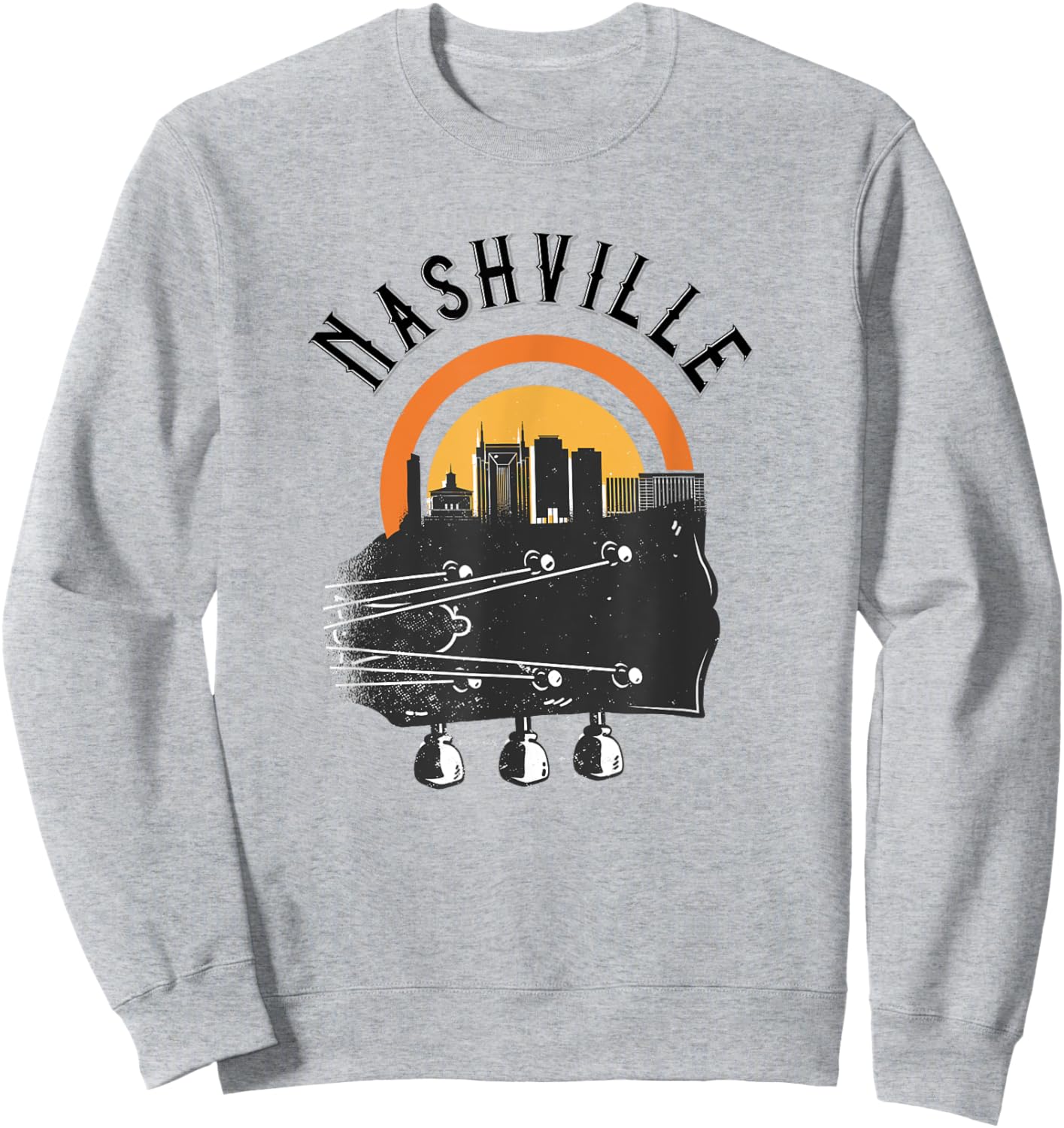 Nashville Cute / Love Country Music Guitar City Skyline Sweatshirt - Sweatshirt | Ash