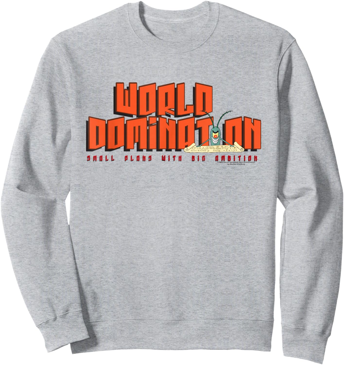 SpongeBob SquarePants Plankton's Small Plans Sweatshirt - Sweatshirt | Ash