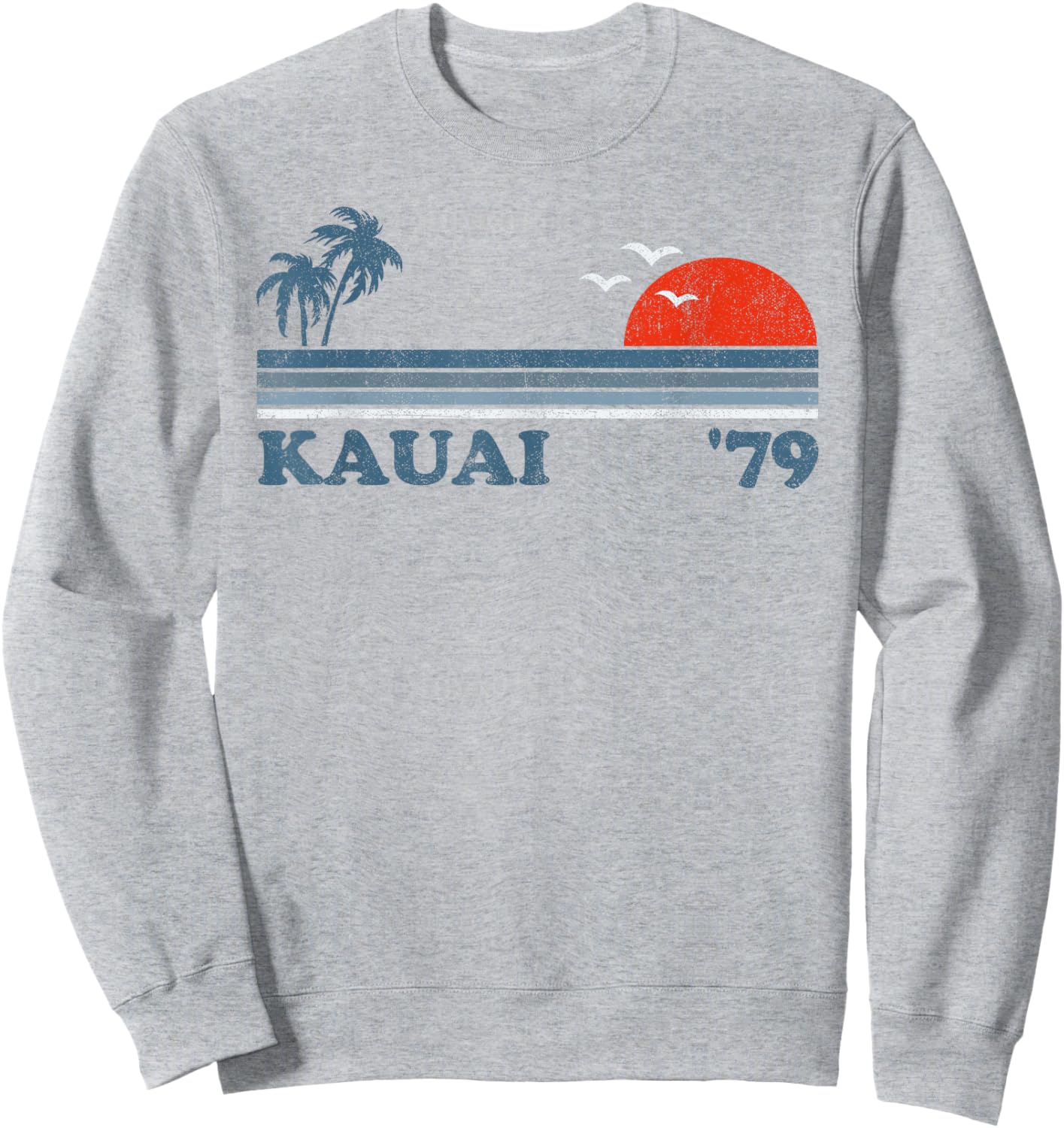 Vintage Kauai Beach Hawaii Retro Hawaiian Surfing 70's Gift Sweatshirt - Sweatshirt | Ash