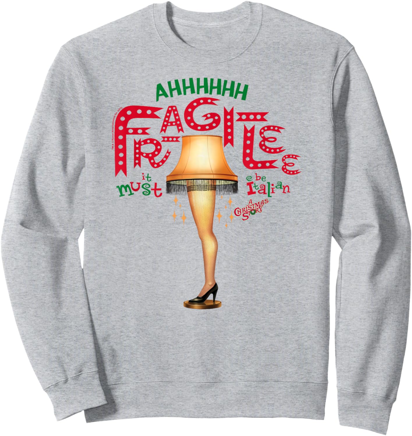 A Christmas Story Ahh Fragilee Leg Lamp Funny Holiday Sweatshirt - Sweatshirt | Ash