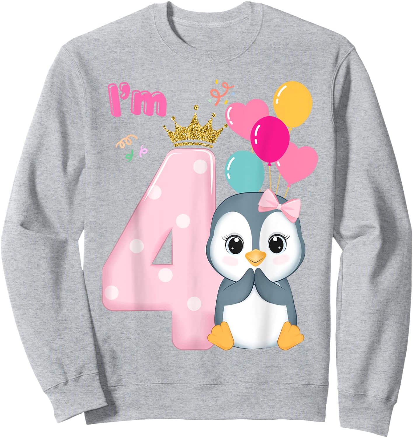 Cute Penguin 4th Birthday for Boy /Girl /Toddler Family Sweatshirt - Sweatshirt | Ash