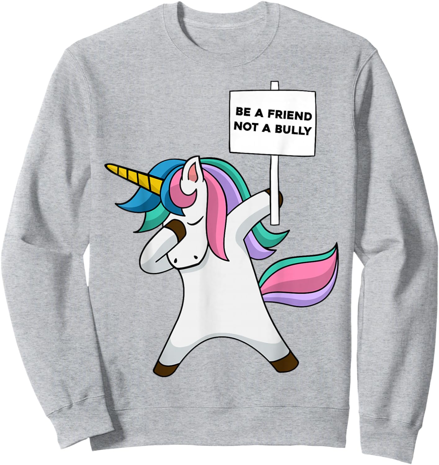 Girls Blue Anti Bullying Be A Friend Not A Bully Prevention Sweatshirt - Sweatshirt | Ash