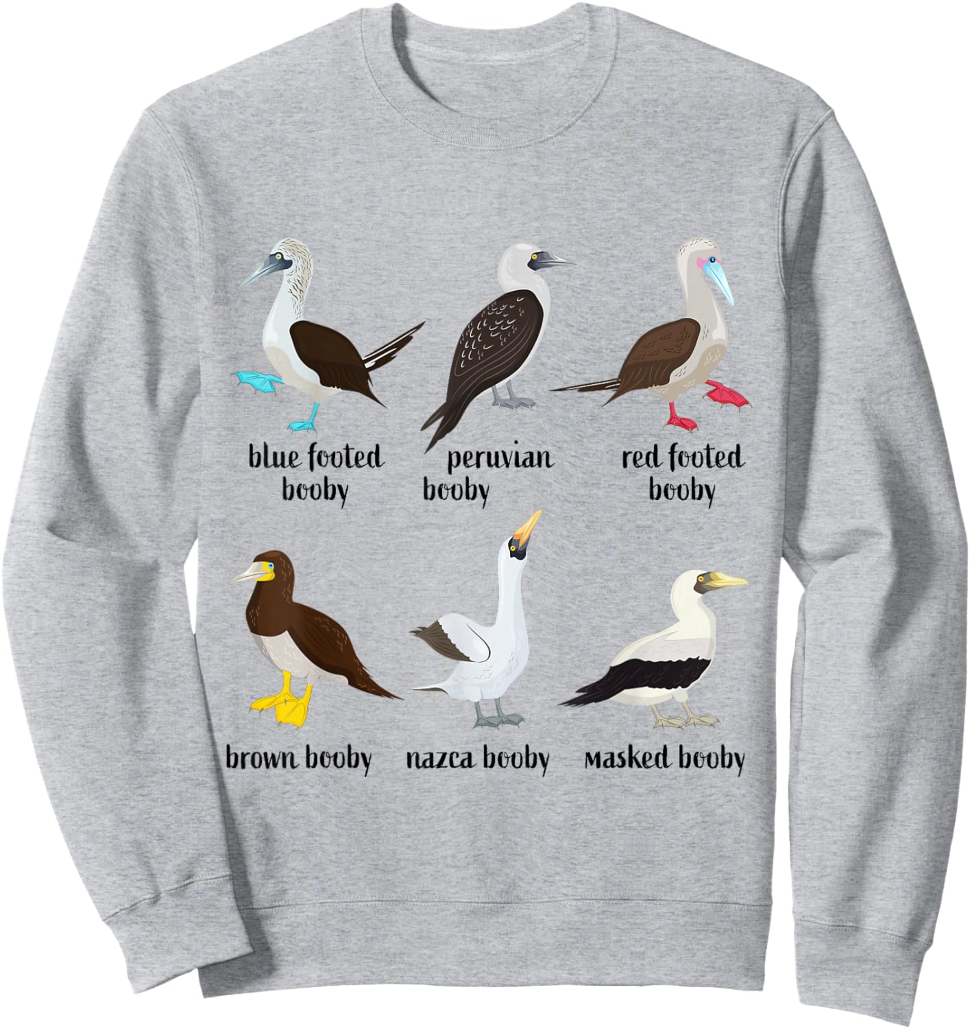 Types of Booby Birds galapagos islands wildlife Sweatshirt - Sweatshirt | Ash