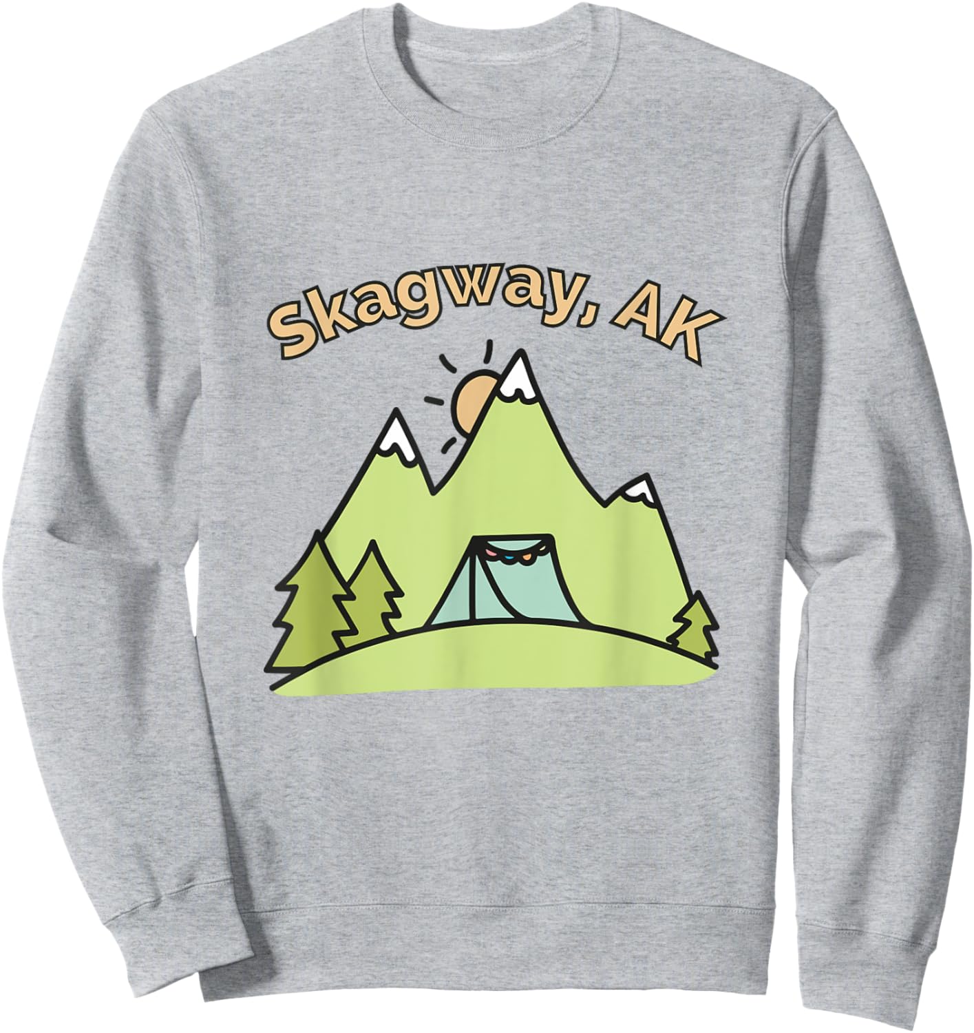 Skagway AK Mountains Hiking Climbing Camping and Outdoors Sweatshirt - Sweatshirt | Ash