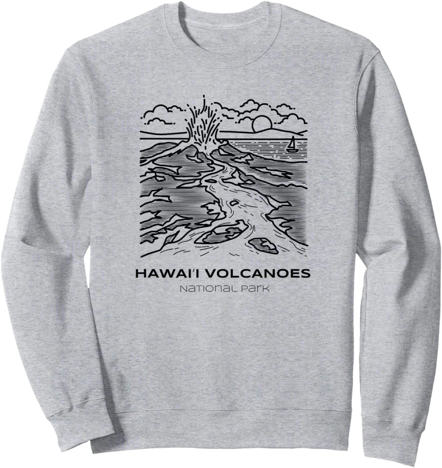 Vintage Hawai'i Volcanoes National Park Hike Sweatshirt - Sweatshirt | Ash