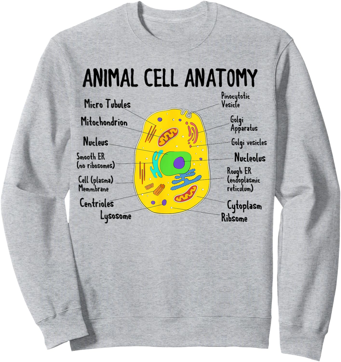 Anatomy Of Animal Cell Biology Biologist Science Student Sweatshirt - Sweatshirt | Ash