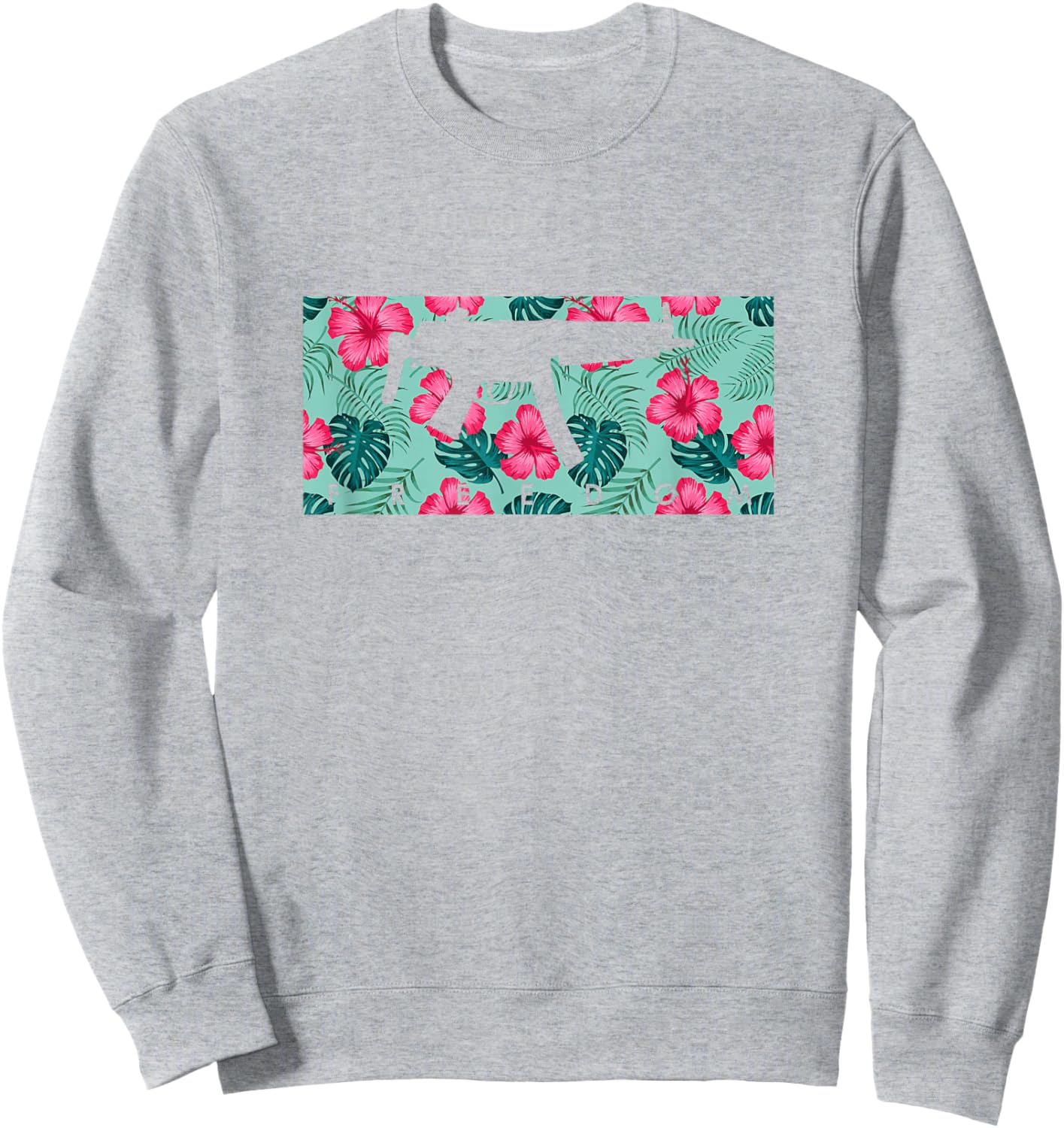 Tropical Gun Lover Firearm Beach Hawaiian Gift Aloha MP5 Men Women Sweatshirt - Sweatshirt | Ash