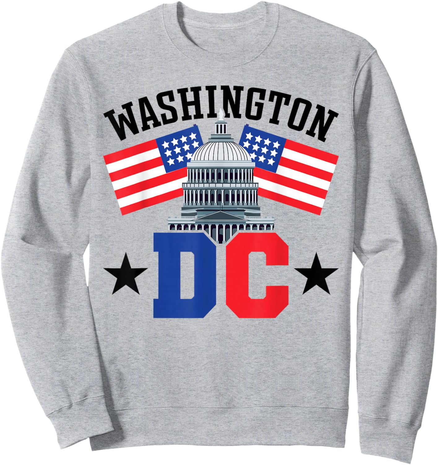 Washington DC Capitol Hill American Flag USA Pride Souvenir Sweatshirt - Sweatshirt | Ash