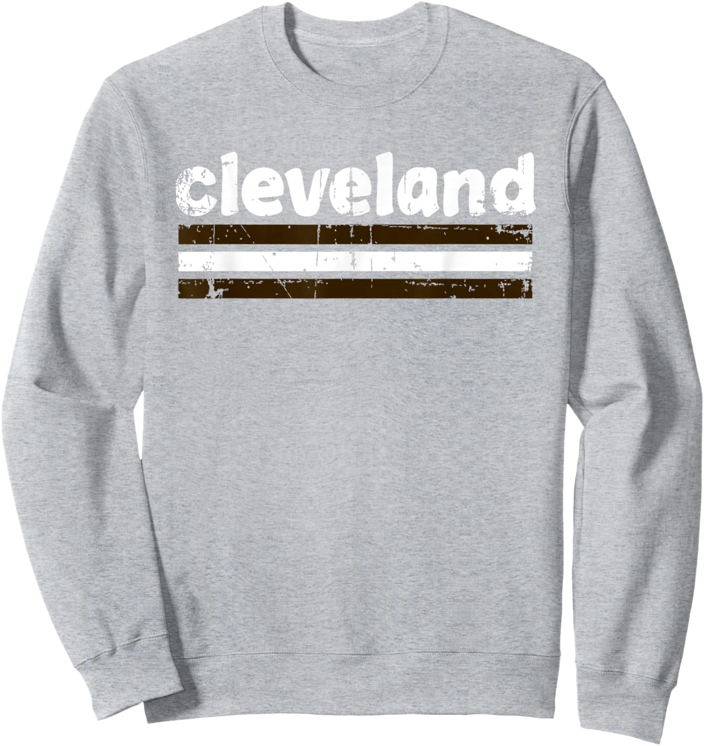 Cleveland Ohio Three Stripe Vintage Weathered Sweatshirt - Sweatshirt | Ash