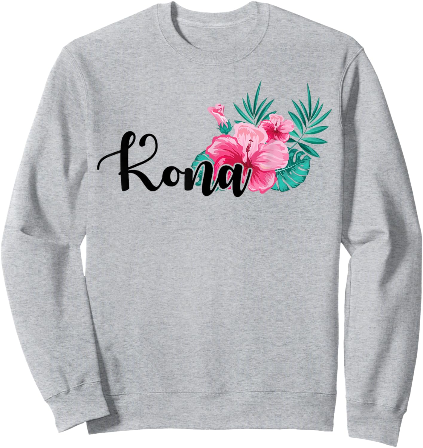 Kona Hawaiian T Shirt Women Girl Kids Hawaii Hibiscus Flower Sweatshirt - Sweatshirt | Ash