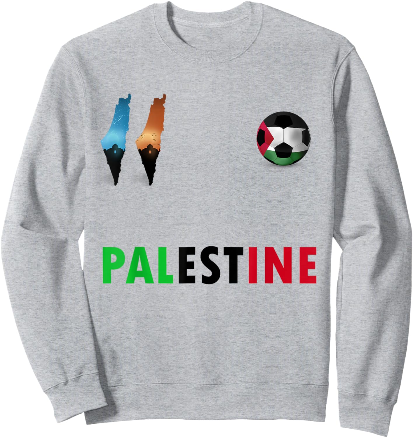 Palestine Football Fans Jersey Palestinian Ball Flag Quds Sweatshirt - Sweatshirt | Ash