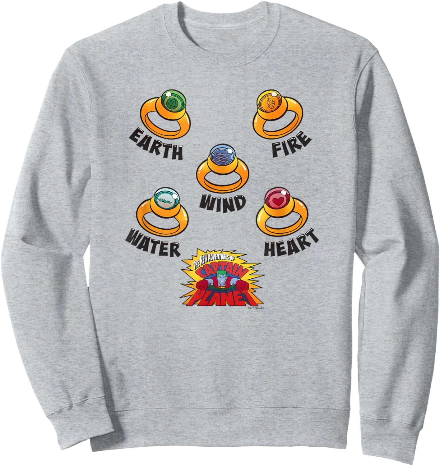 Captain Planet Element Rings Logo Sweatshirt - Sweatshirt | Ash