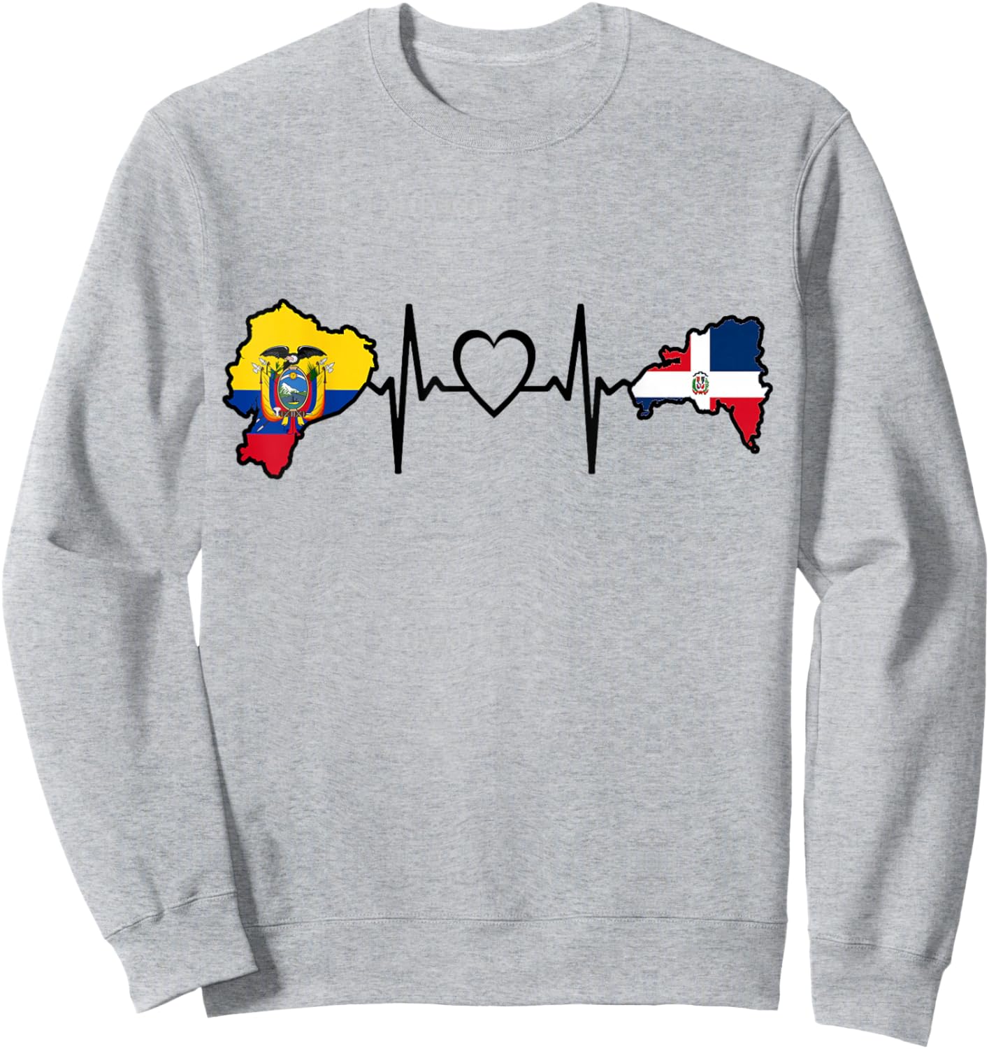 Dominican Ecuadorian Heartbeat Ecuador Flag Heritage Sweatshirt - Sweatshirt | Ash