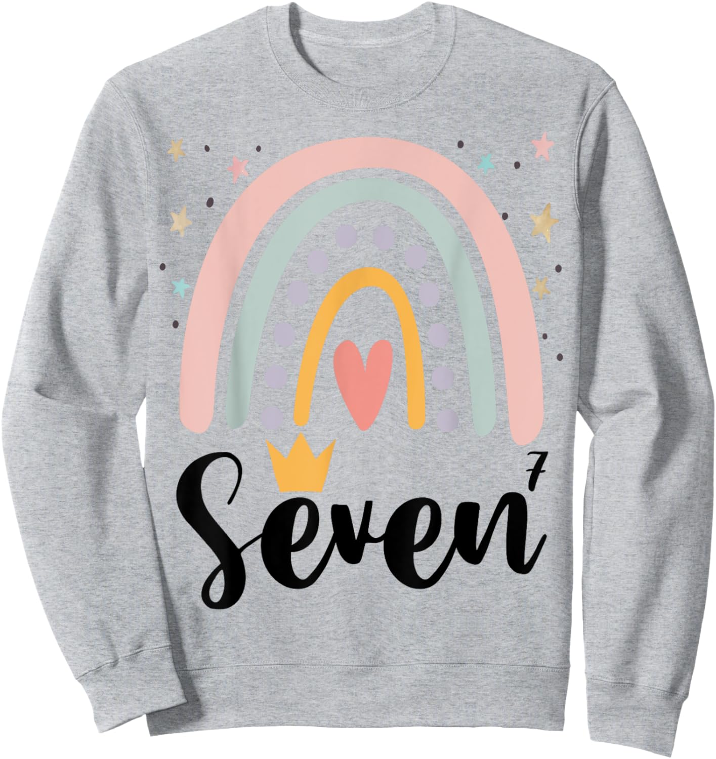 Seven Year Birthday Rainbow Party Family 7 Year Old Sweatshirt - Sweatshirt | Ash