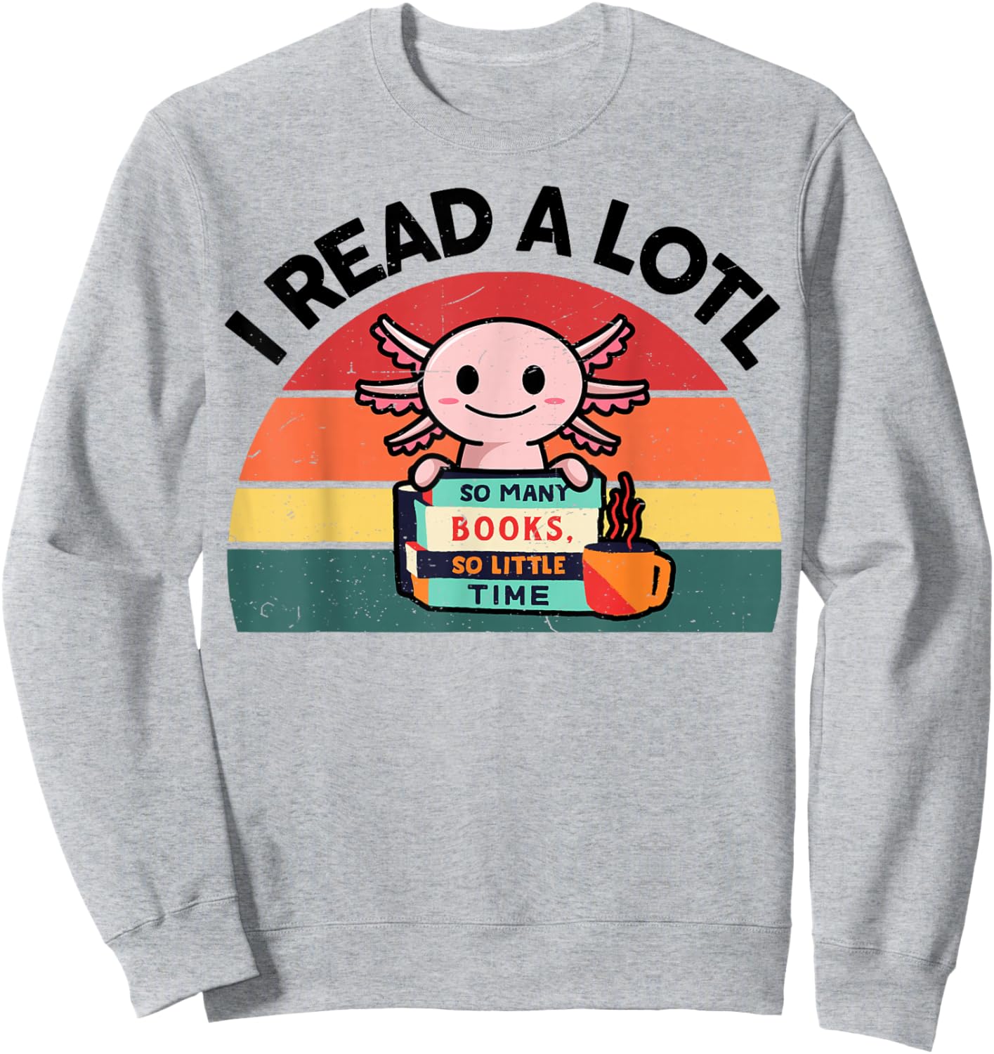 Axolotl-Shirt Reading Book Readsolotl Kids Boys Girls Cute Sweatshirt - Sweatshirt | Ash