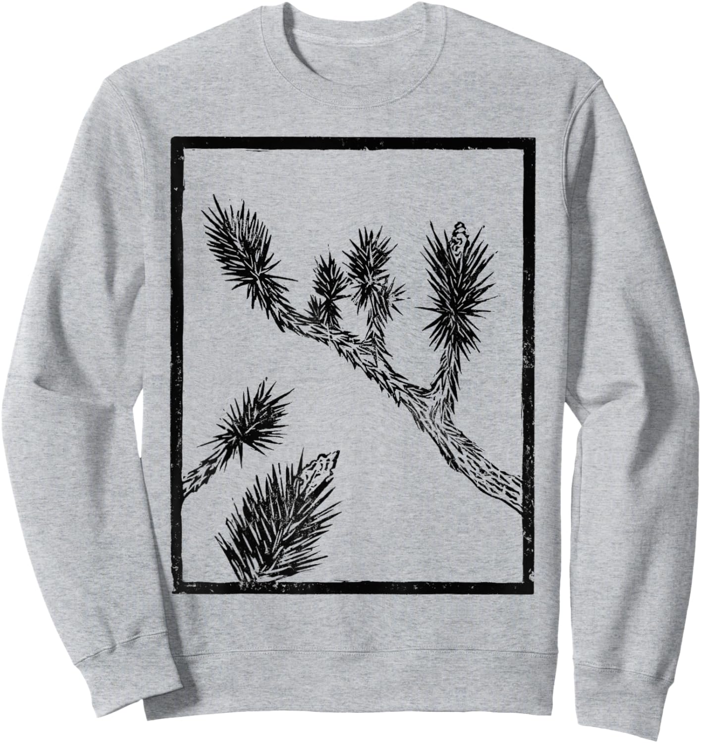 Joshua Tree Linocut Print - Black Ink Sweatshirt - Sweatshirt | Ash