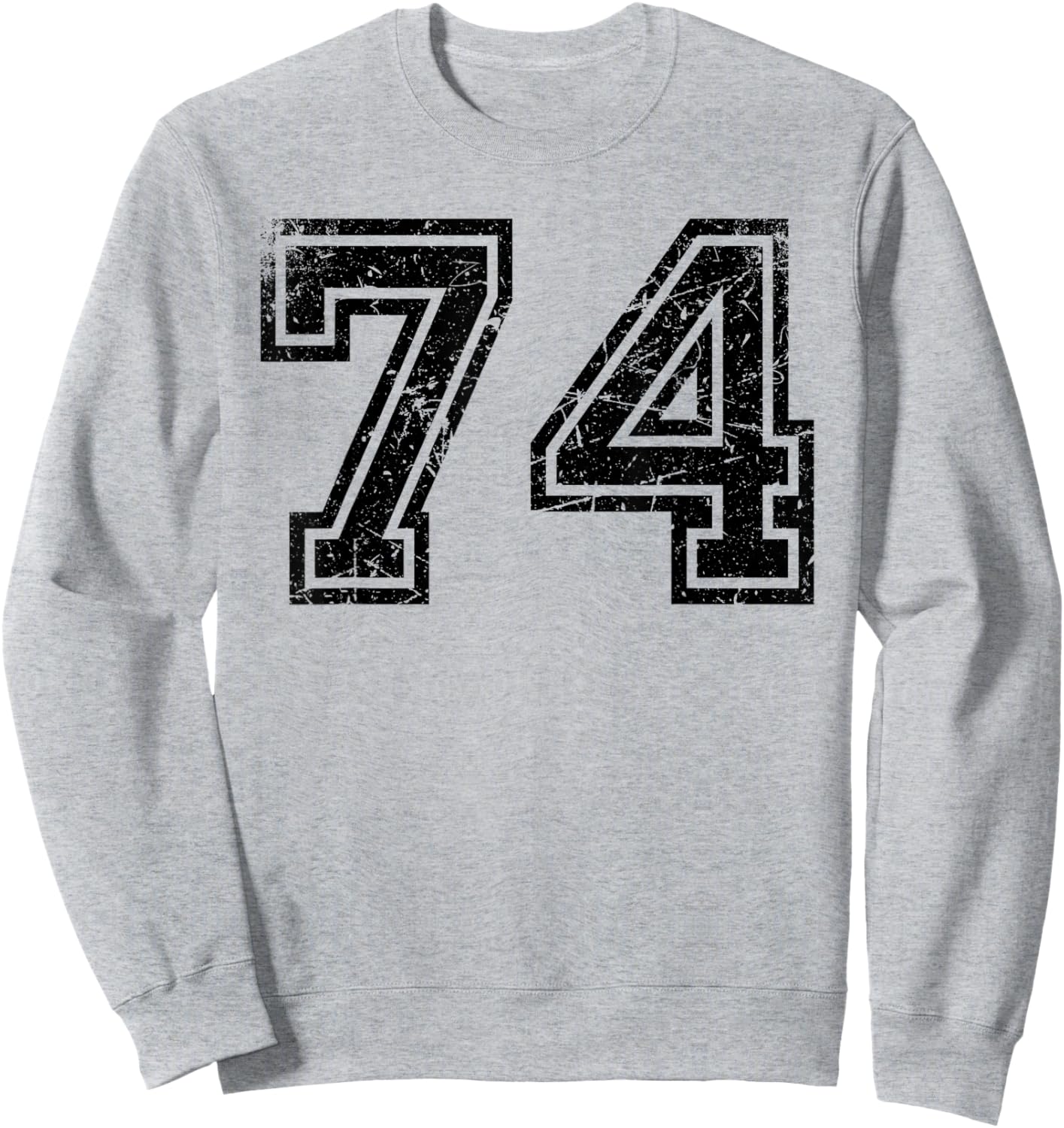 Vintage Number #74 Black Sports Team Number Sweatshirt - Sweatshirt | Ash