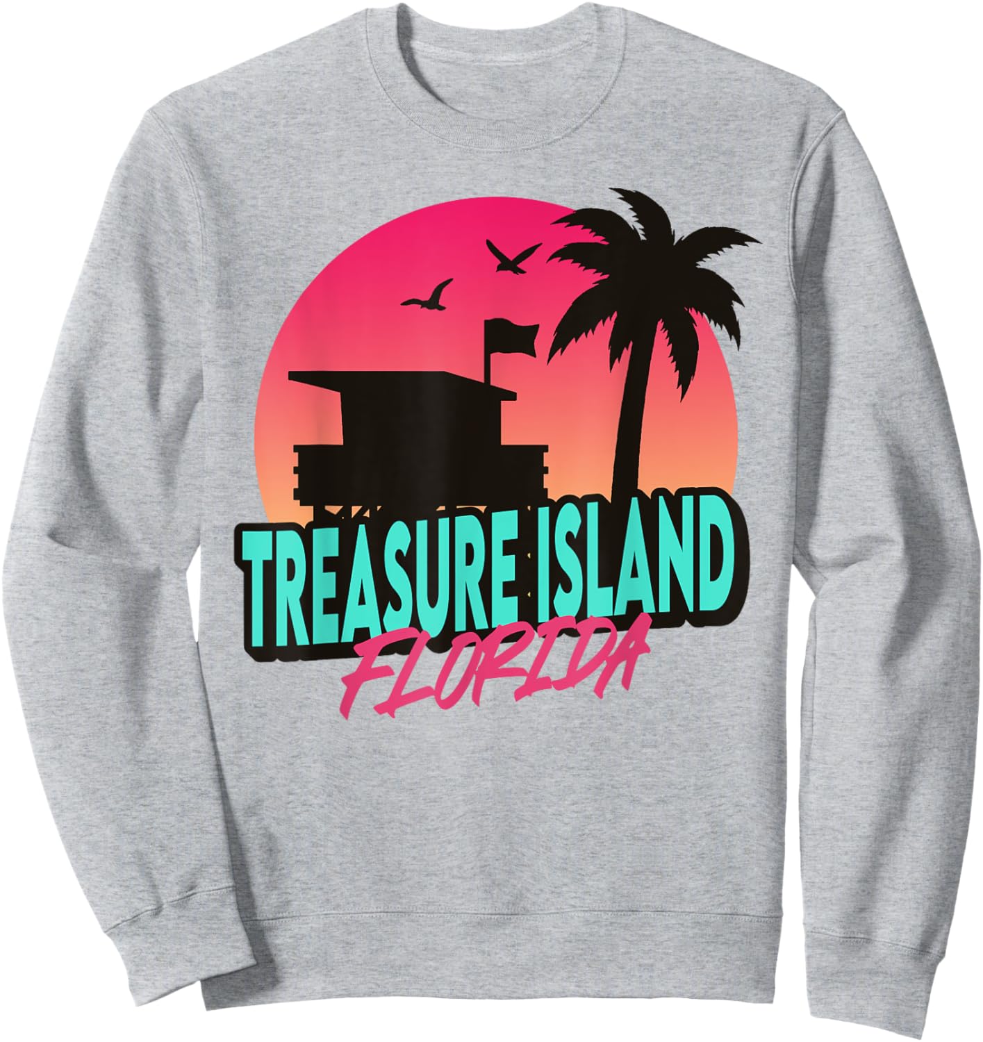 Vintage Treasure Island Beach Florida Palm Trees FL Retro Men Women Girls Kids Sweatshirt - Sweatshirt | Ash