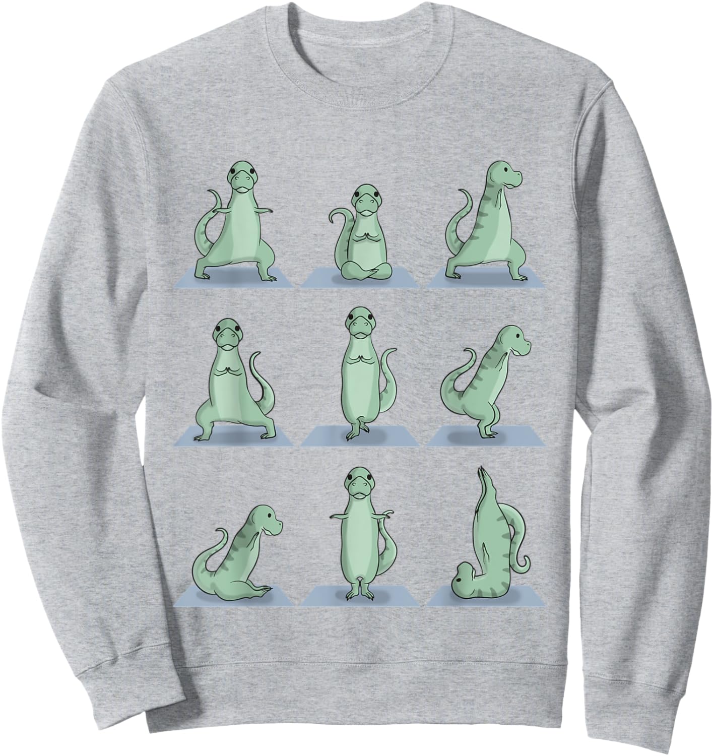 Tyrannosaurus T-Rex Dinosaur Yoga Pose Zen Exercise Yogi Sweatshirt - Sweatshirt | Ash