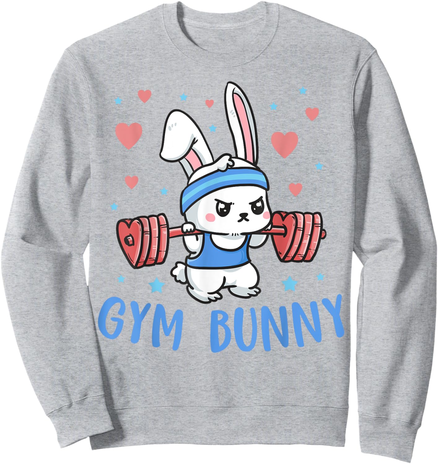 Gym Bunny Hearts Barbell Funny Workout Clothes Lift Weights Sweatshirt - Sweatshirt | Ash