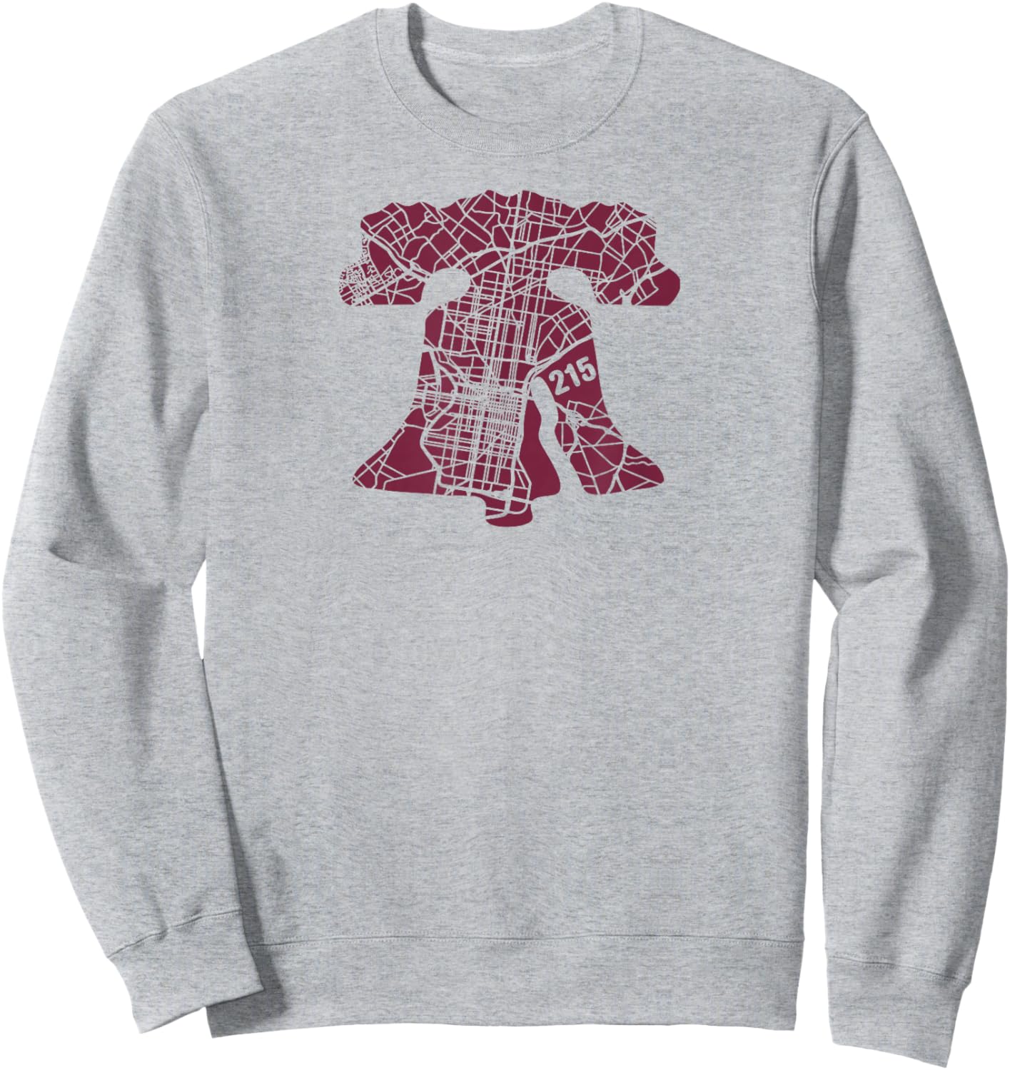 Philadelphia Street Map Liberty Bell Ill 215 Vintage Philly Sweatshirt - Sweatshirt | Ash
