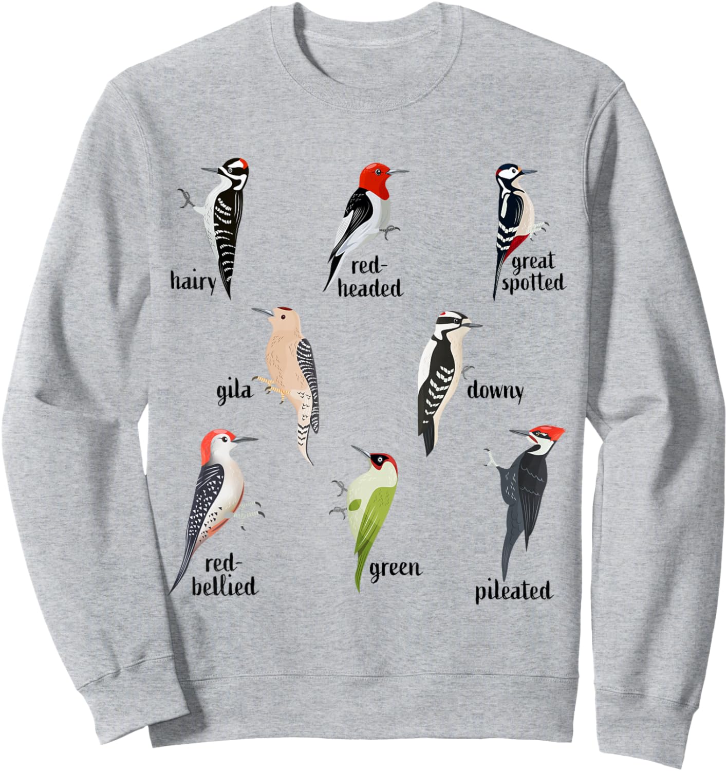 Types of Woodpecker Bird watching Wildlife Sweatshirt - Sweatshirt | Ash