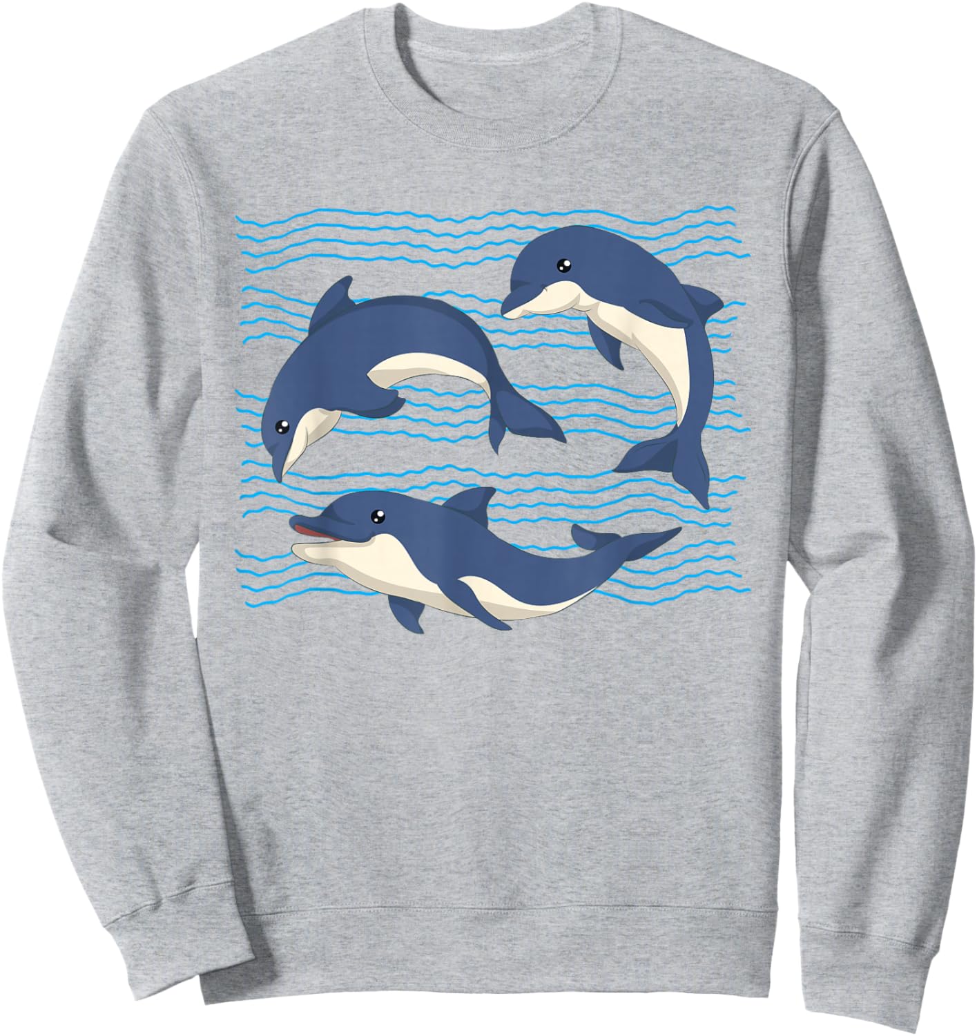 Sea Creatures Ocean Dolphins Waves Dolphin Sweatshirt - Sweatshirt | Ash