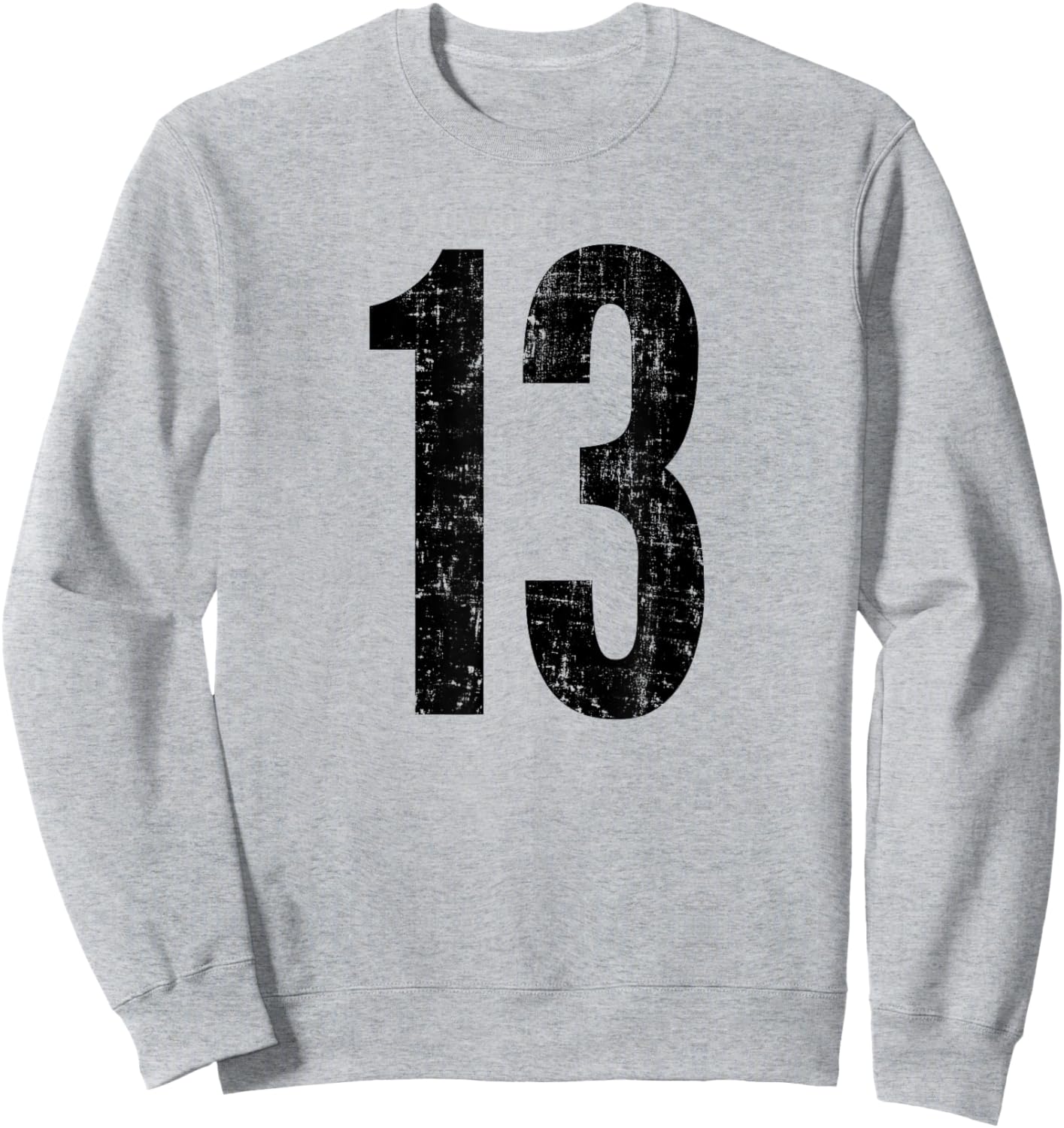 Number 13 Distressed Vintage Thirteen Sport Training Team Sweatshirt - Sweatshirt | Ash