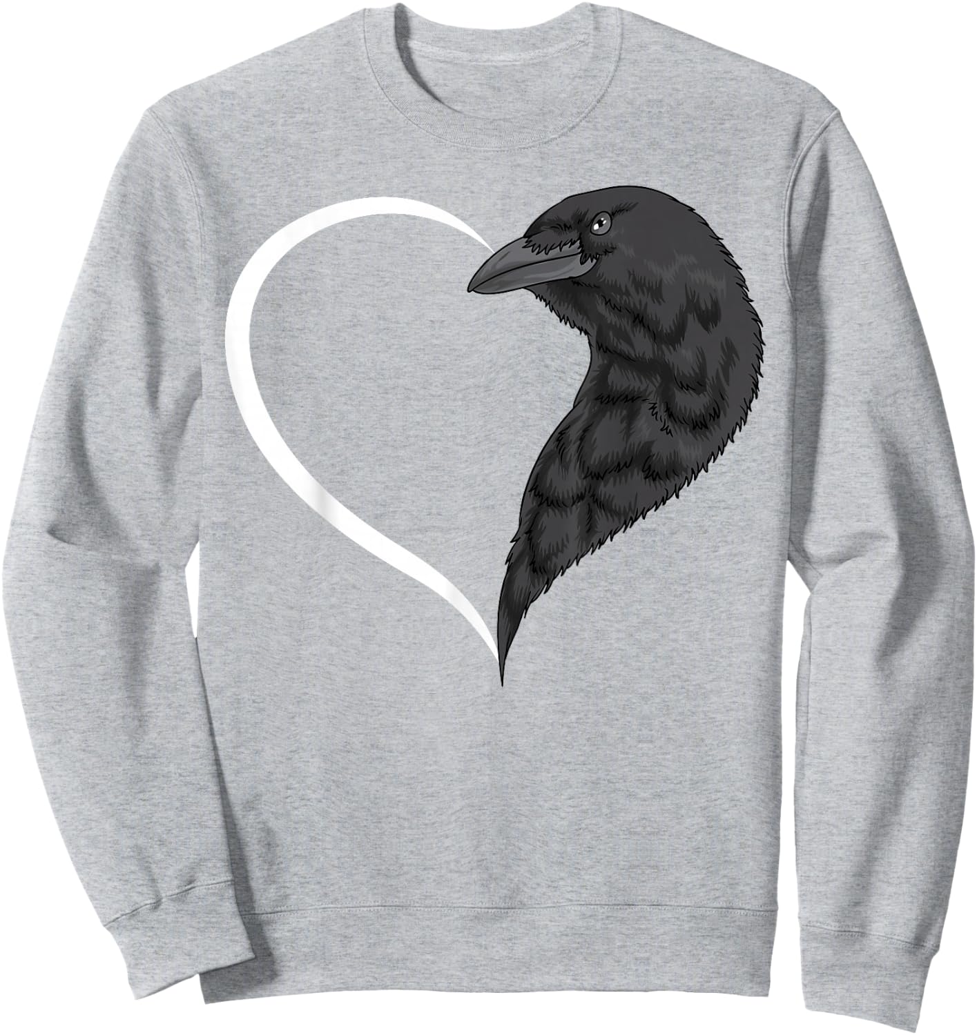 Crow Shirts Girls Kids Heart Cute Crow Sweatshirt - Sweatshirt | Ash