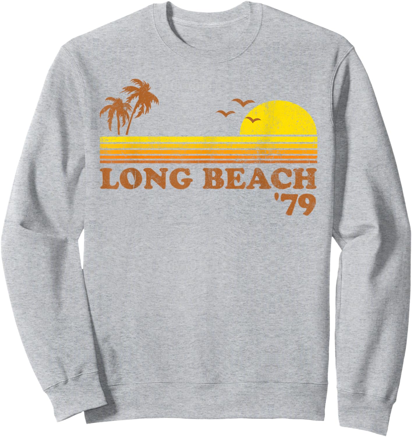 Vintage Long Beach California Retro Sunset Surfing 70's Gift Sweatshirt - Sweatshirt | Ash