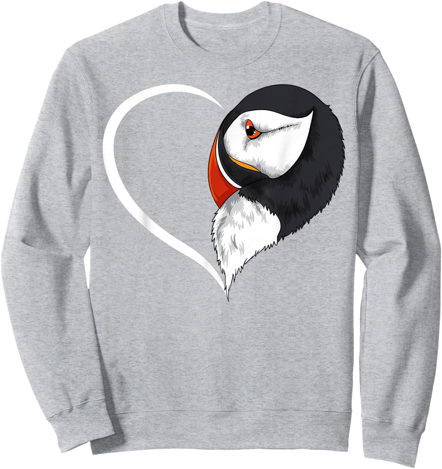 Puffin Shirts Girls Kids Heart Cute Puffin Sweatshirt - Sweatshirt | Ash