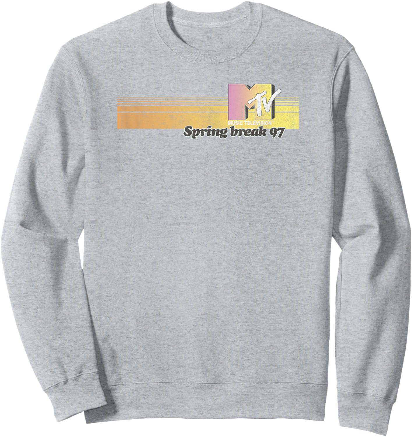 MTV Spring Break 97 Retro Striped Logo Sweatshirt - Sweatshirt | Ash