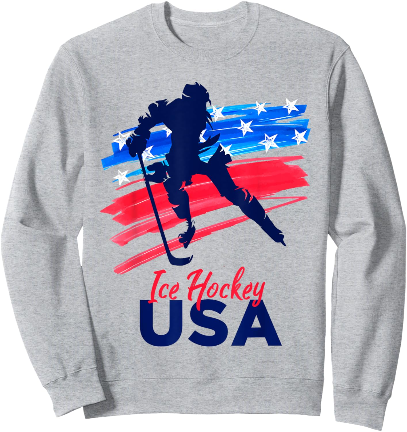 Ice Hockey USA Support the Team USA Flag Hockey Lover Sweatshirt - Sweatshirt | Ash