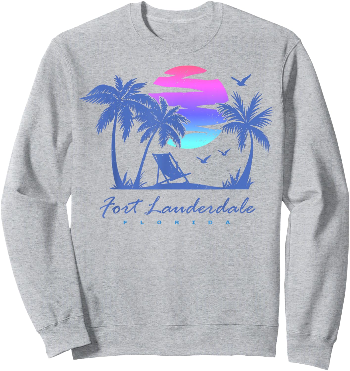 FORT LAUDERDALE FLORIDA Beach Vacation Retro Vintage Sunset Men Women Girls Kids Sweatshirt - Sweatshirt | Ash