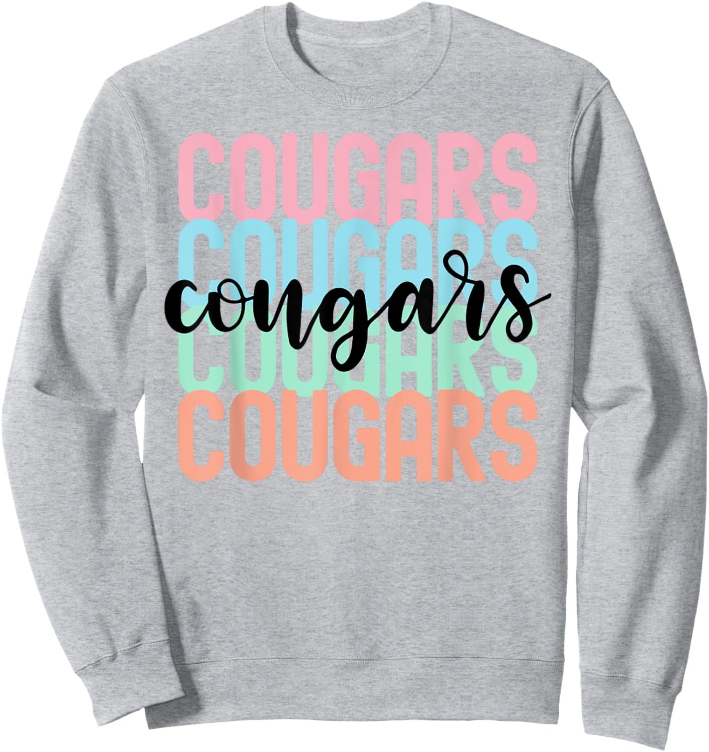 Cougars Team Mascot School Spirit Game Night Sweatshirt - Sweatshirt | Ash