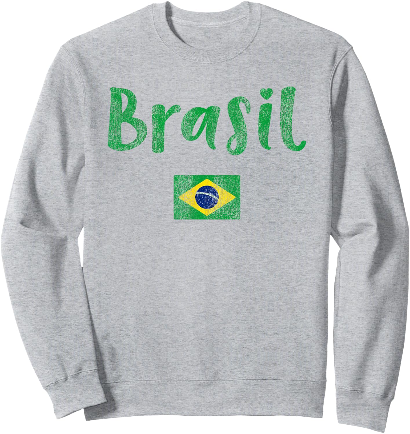 Retro Brazilian Flag of Brazil Souvenir Women Girls Brasil Sweatshirt - Sweatshirt | Ash