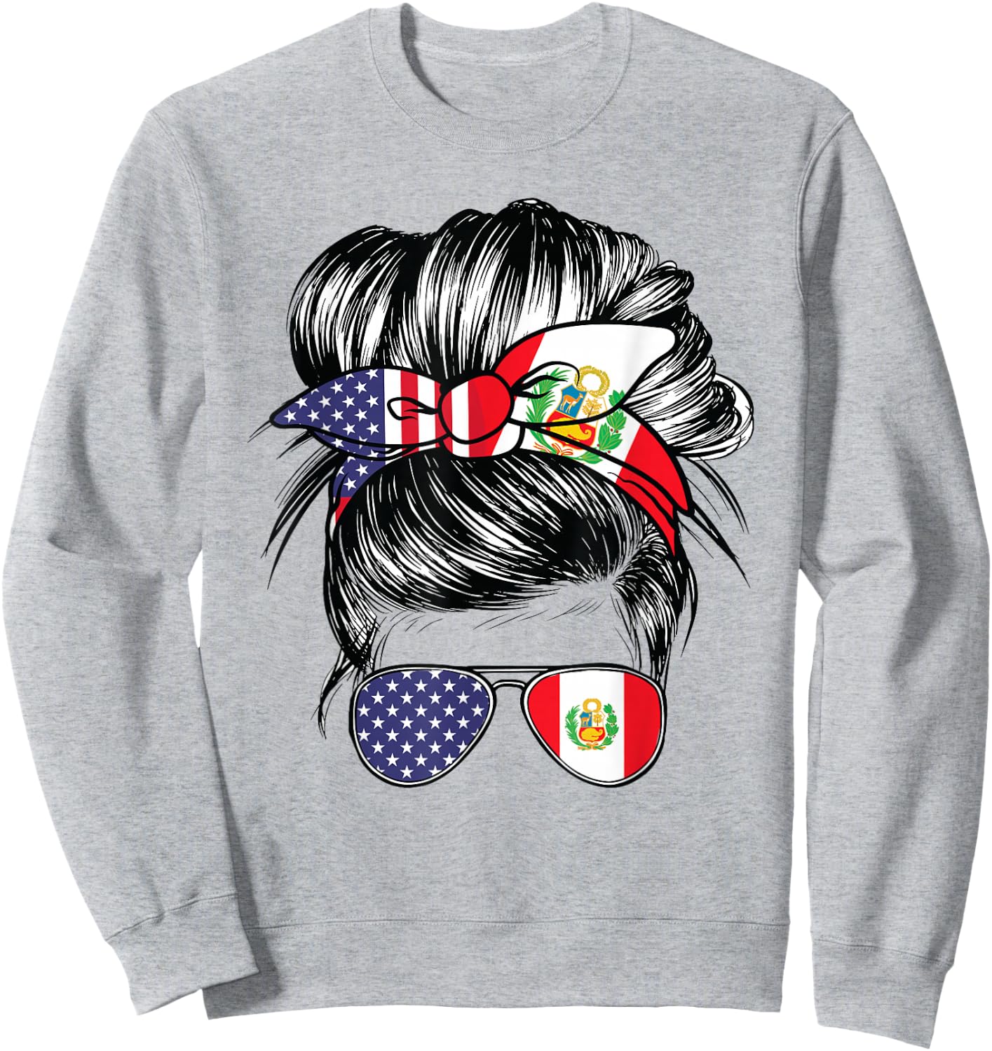 Peru Flag American Women Girl USA Heritage Peruvian Sweatshirt - Sweatshirt | Ash