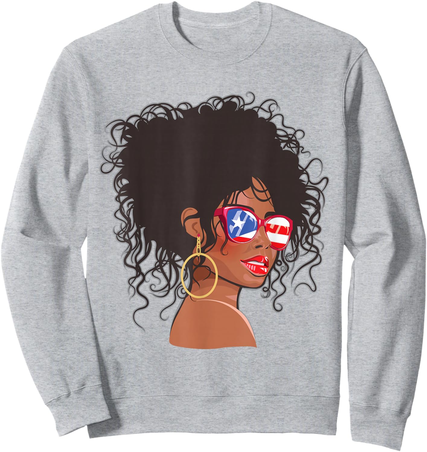 Afro Hair Puerto Rico Women Black Melanin Queen Sweatshirt - Sweatshirt | Ash