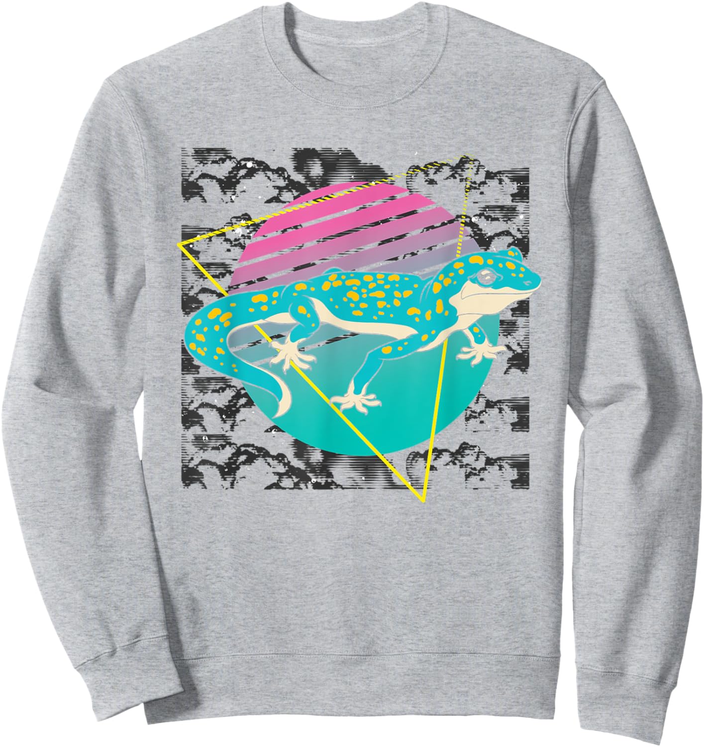 Lizard Animal Lover Reptile Vaporwave 90s Art Gecko Sweatshirt - Sweatshirt | Ash
