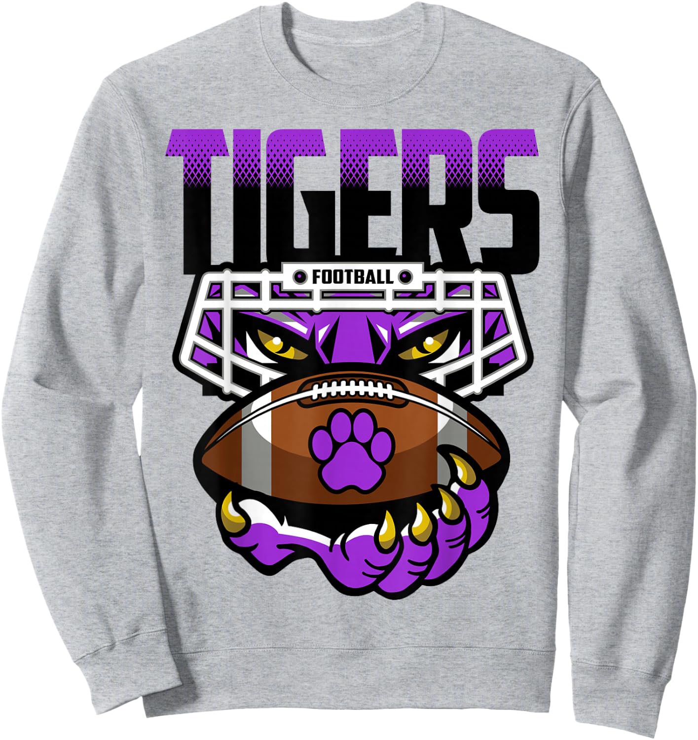 Tigers Football Tiger Pride School Spirit Purple Tigers Sweatshirt - Sweatshirt | Ash