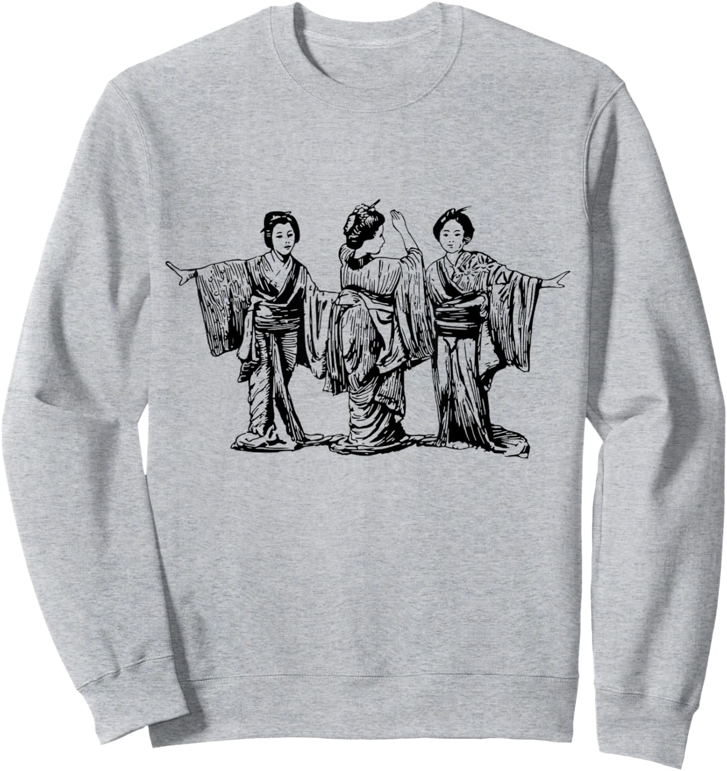 Antique Illustration Of 3 Japanese Geishas Timeless Elegance Sweatshirt - Sweatshirt | Ash
