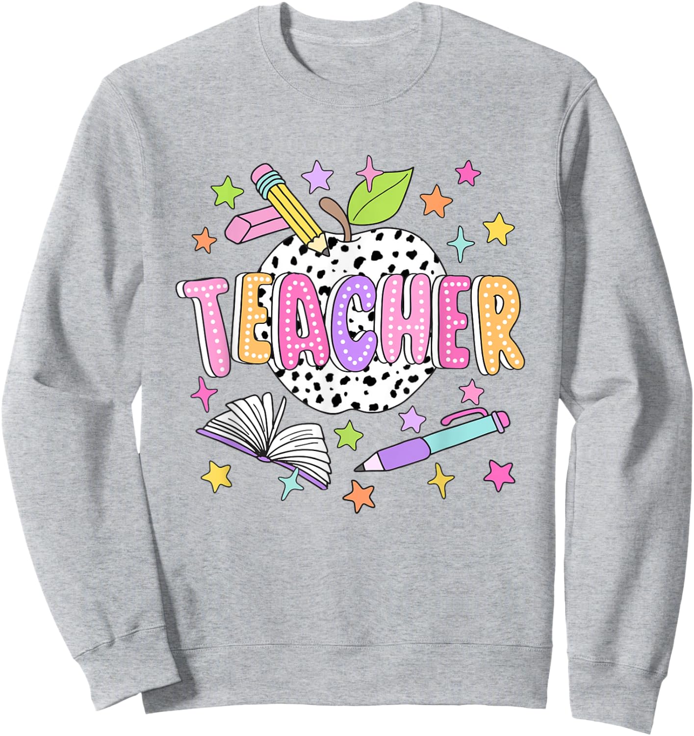 Dalmatian Apple Teacher Appreciation Back to School Women Sweatshirt - Sweatshirt | Ash