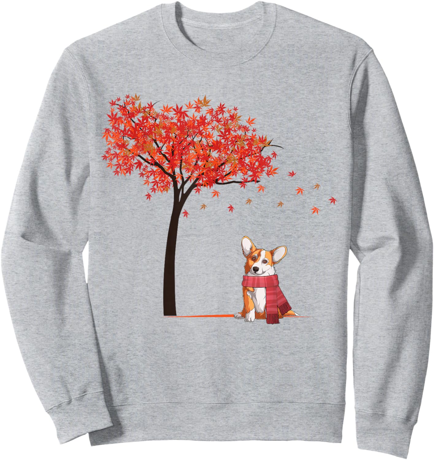 Corgi Maple Tree Lazy DIY Halloween Costume Dog Fall Autumn Sweatshirt - Sweatshirt | Ash