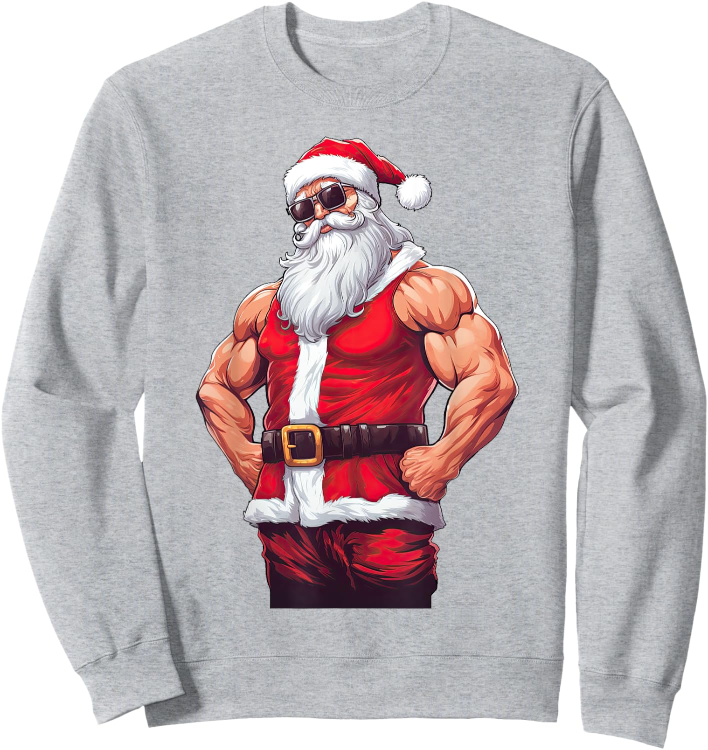Muscular Santa Claus Bodybuilding Fitness Gym Christmas Xmas Sweatshirt - Sweatshirt | Ash