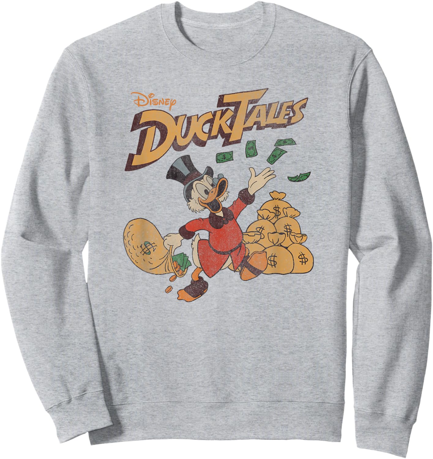 Disney Duck Tales Scrooge McDuck Money Bags Sweatshirt - Sweatshirt | Ash