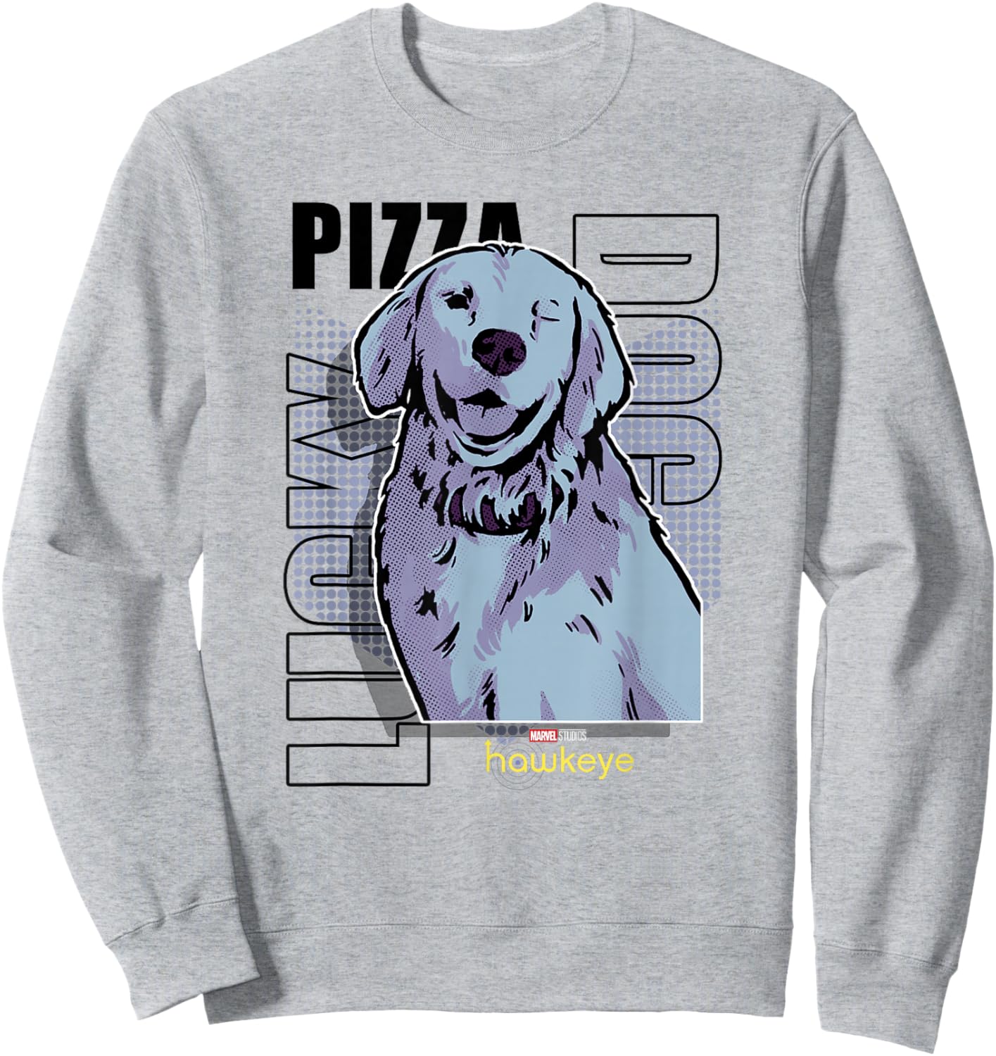 Marvel Hawkeye Disney Plus Lucky Pizza Dog Line Art Poster Sweatshirt - Sweatshirt | Ash