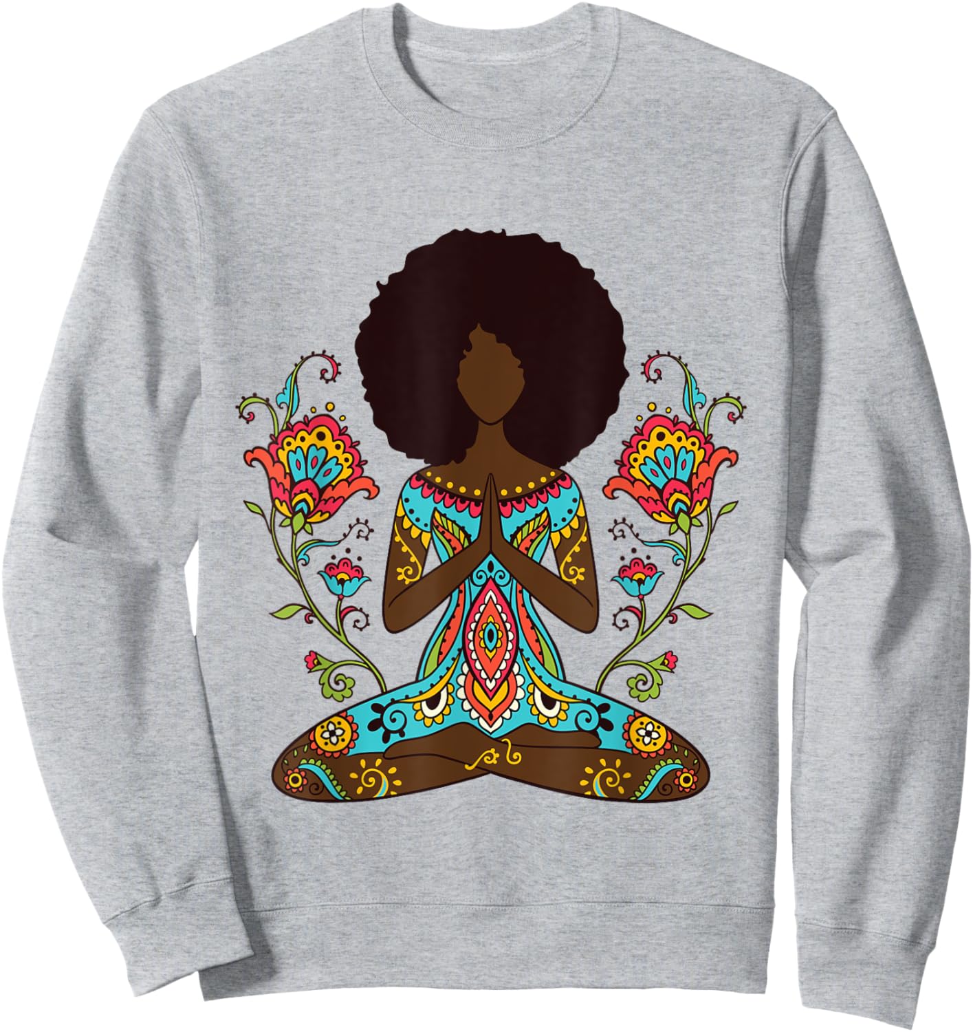 Afro Hair Black Girl Yoga Zen Mandala Meditation Sweatshirt - Sweatshirt | Ash